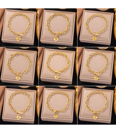 Pulseras brazaletes acero Letra F