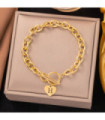 Pulseras brazaletes acero Letra N