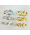 Pulseras brazaletes acero dorado y blanco 9944010004423