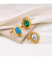 Anillos Sortijas acero Dorado y azul 9984010003248