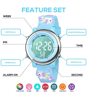 Reloj digital Unicornio azul
