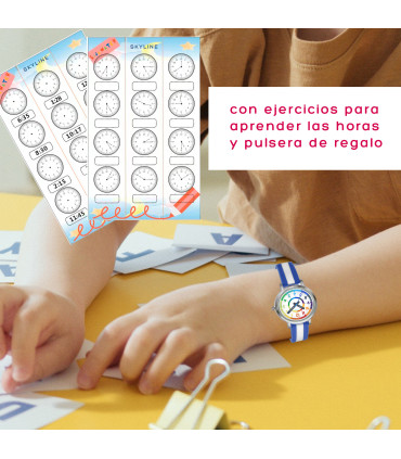 Reloj aprendizaje azul con ejercicios